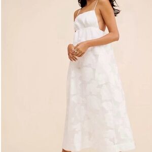 BHLDN Anthropologie White Backless Floral Dress